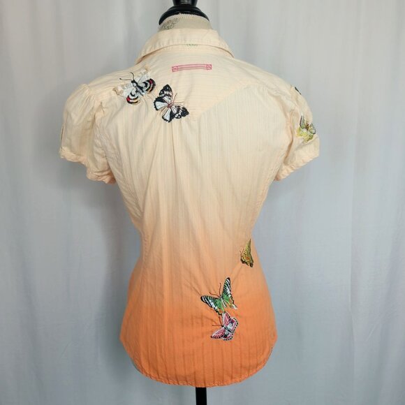3J Johnny Was Button Down Small Embroidered Top Fitted Butterfly - Picture 6 of 10